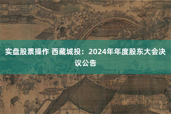 实盘股票操作 西藏城投：2024年年度股东大会决议公告