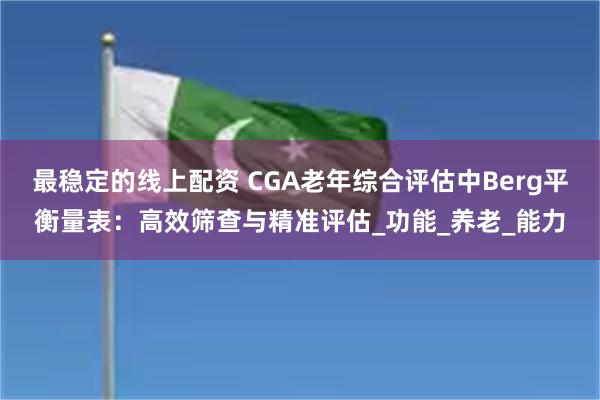 最稳定的线上配资 CGA老年综合评估中Berg平衡量表：高效筛查与精准评估_功能_养老_能力