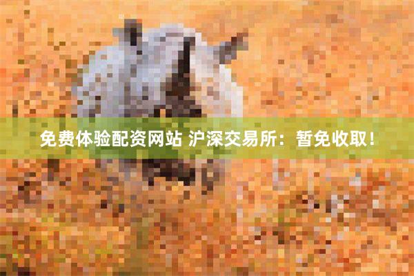 免费体验配资网站 沪深交易所:暂免收取!